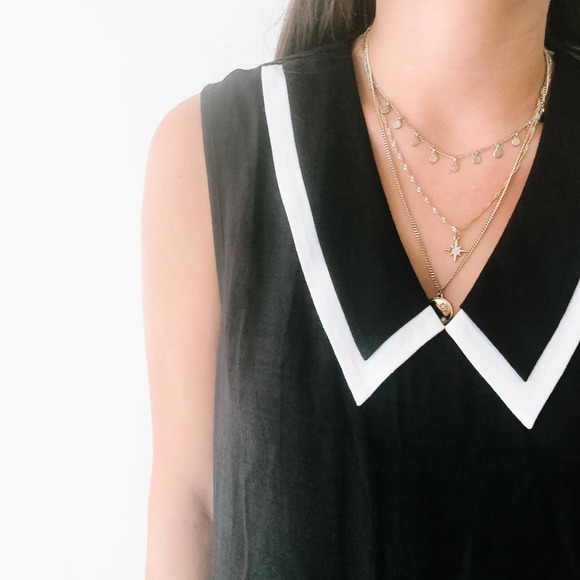 Vintage Black & White Collared Top